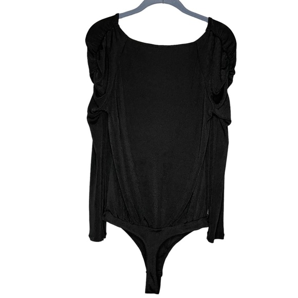 free people oh lucky you bodysuit black long sleeve drape neck womens size small - Picture 3 of 8